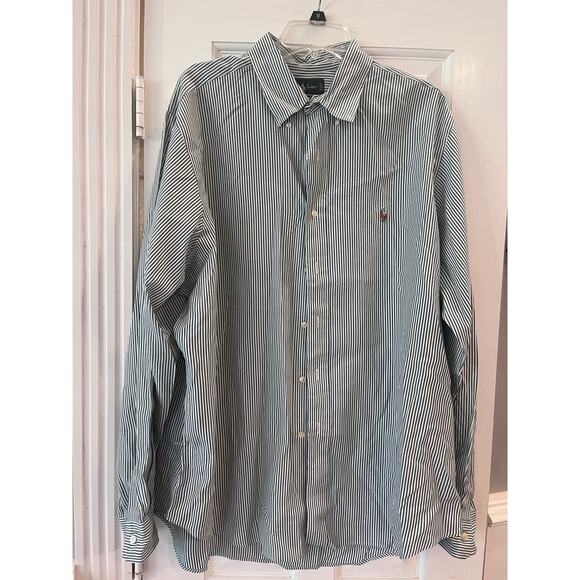 Ralph Lauren Classic Fit Button Up Dress Shirt Men 171/2 Academia Twee Striped - Picture 2 of 11